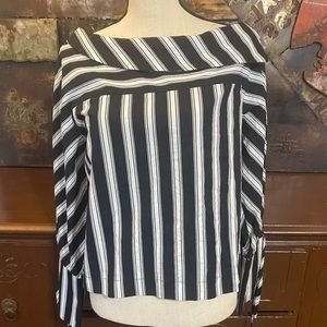 Top Shop size 6 blouse.  Black/white stripes